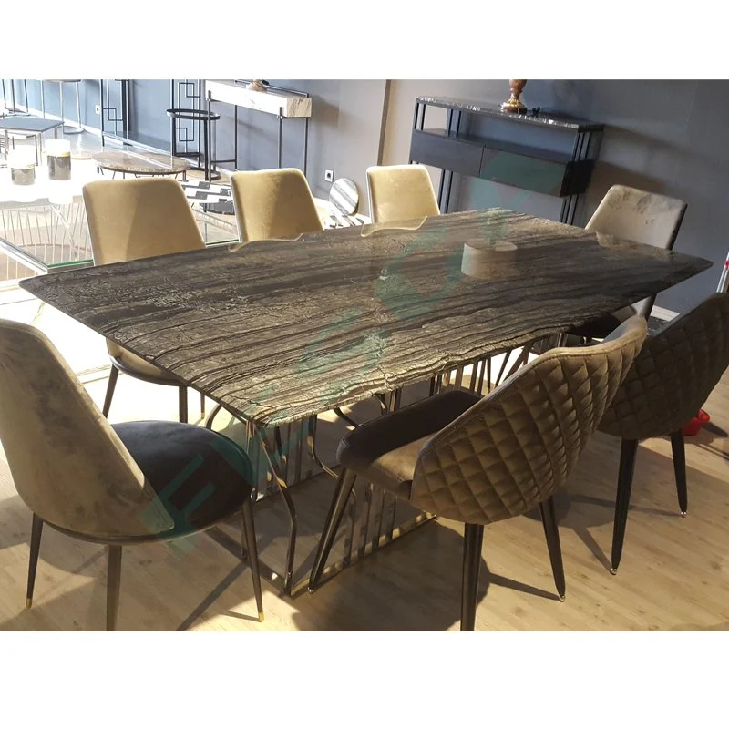 Black Wood Marble Dining Table